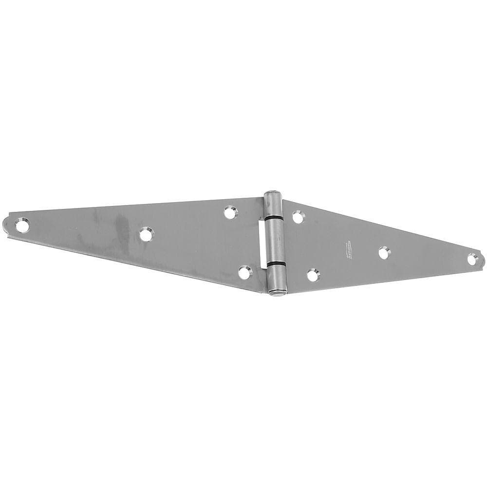 Heavy duty stainless steel strap hinge, 6 to 8 inches, highly rust resistant, sold individually for durability.