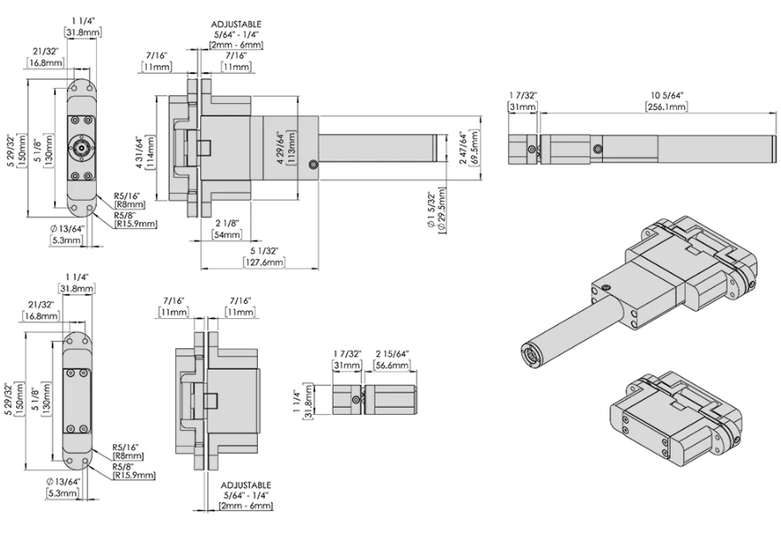 Sureclose Concealfit adjustable self-closing gate kit for gates up to 220 lbs, suitable for pool gates, with detailed dimensions.