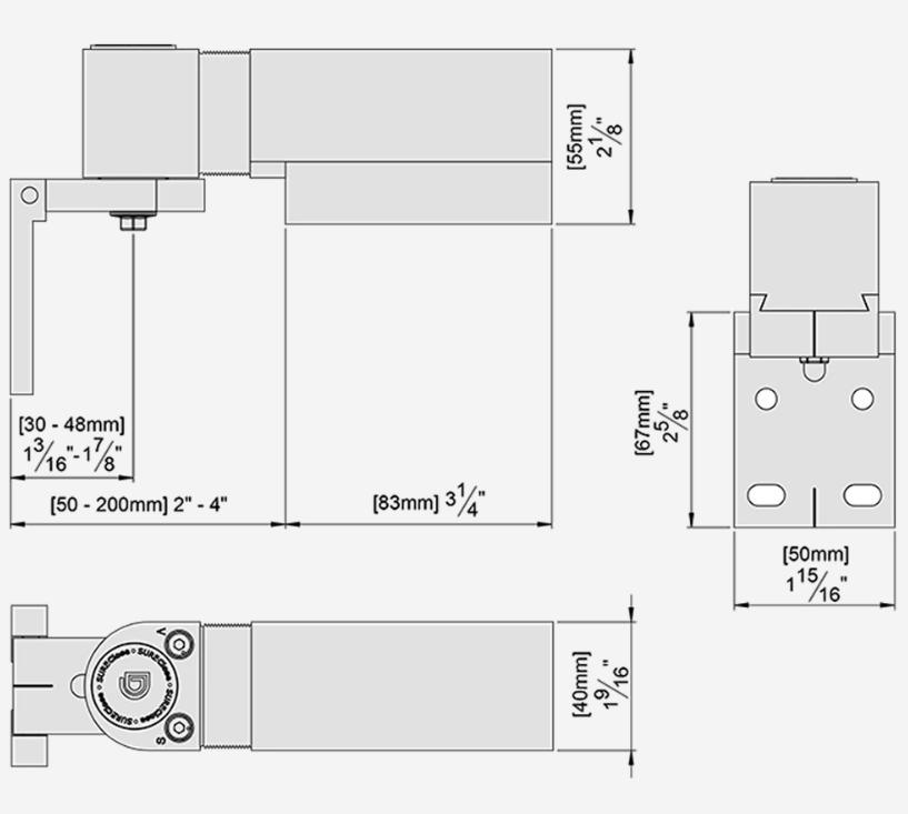 Sureclose Easy Gate Closer for center-hinge mounted gates up to 180 lbs, suitable for 2-4 inch gate gaps, ideal for pool gates.