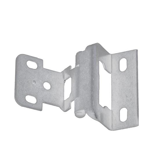 Surface mounted full wrap cabinet hinge for 3/8" inch overlay, available in multiple finishes, sold in a 2 pack.