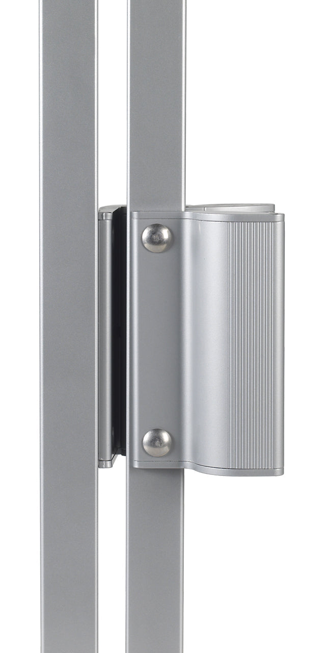 Surface mounted electromagnetic gate lock with integrated pull/push handles for square posts, available in multiple finishes.