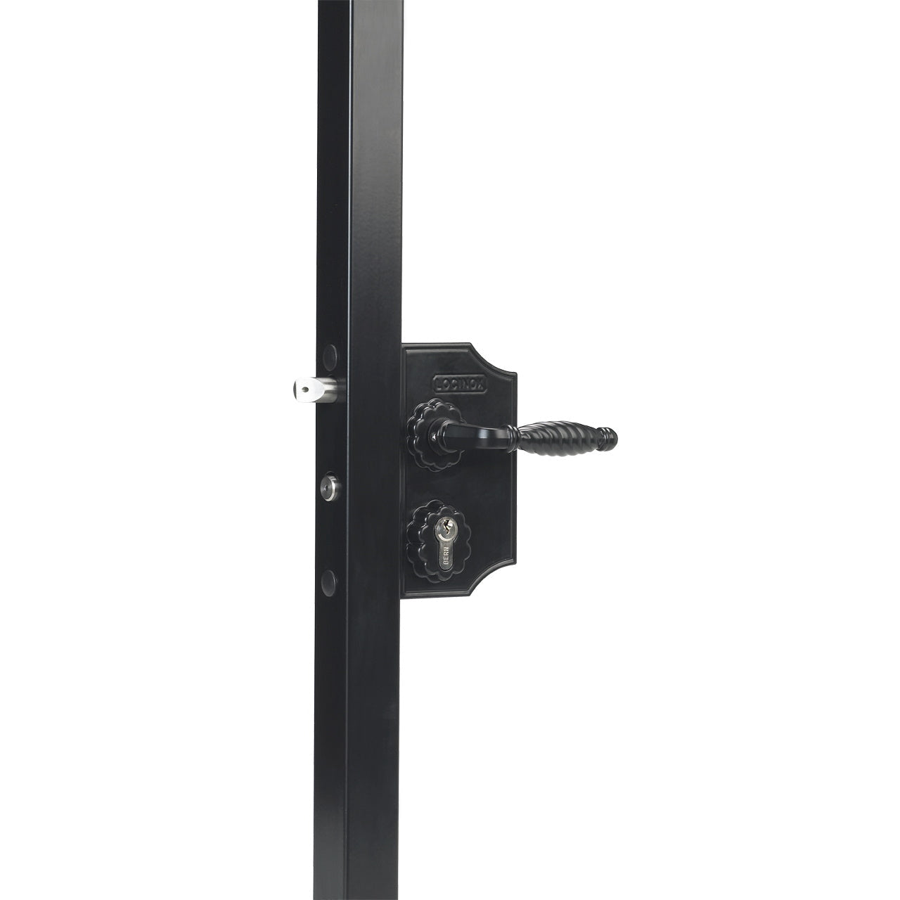 Large Surface Mounted Ornamental Gate Lock - For Square Profiles 3/8" Inch to 3" Inch - Black Finish - Sold Individually