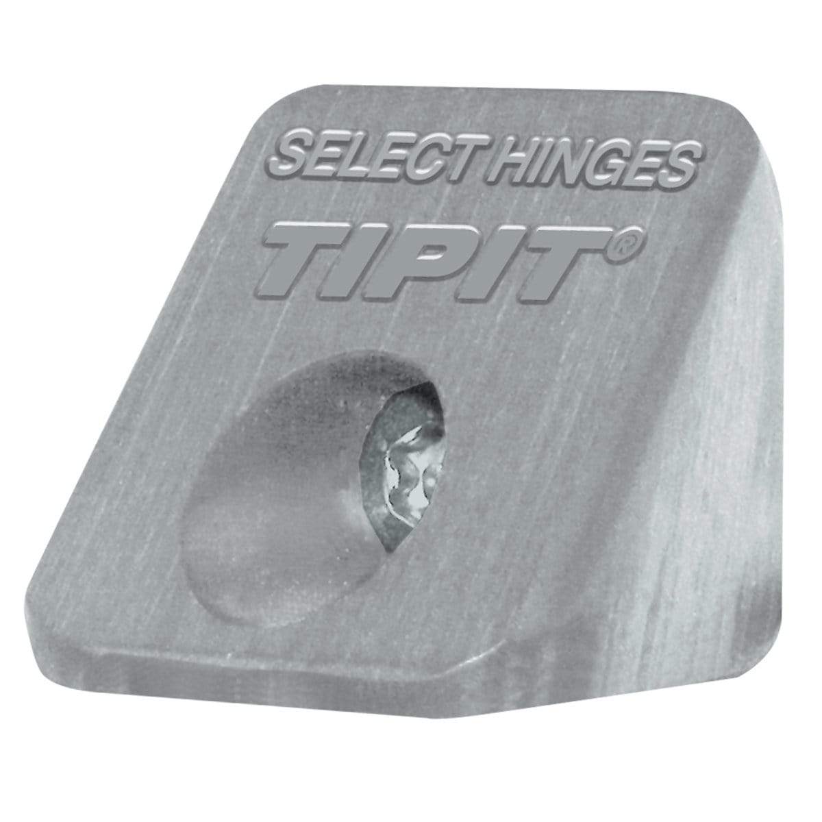 Gray polymer mounting tip for surface-mounted concealed continuous geared hinges, suitable for retrofit or new construction.