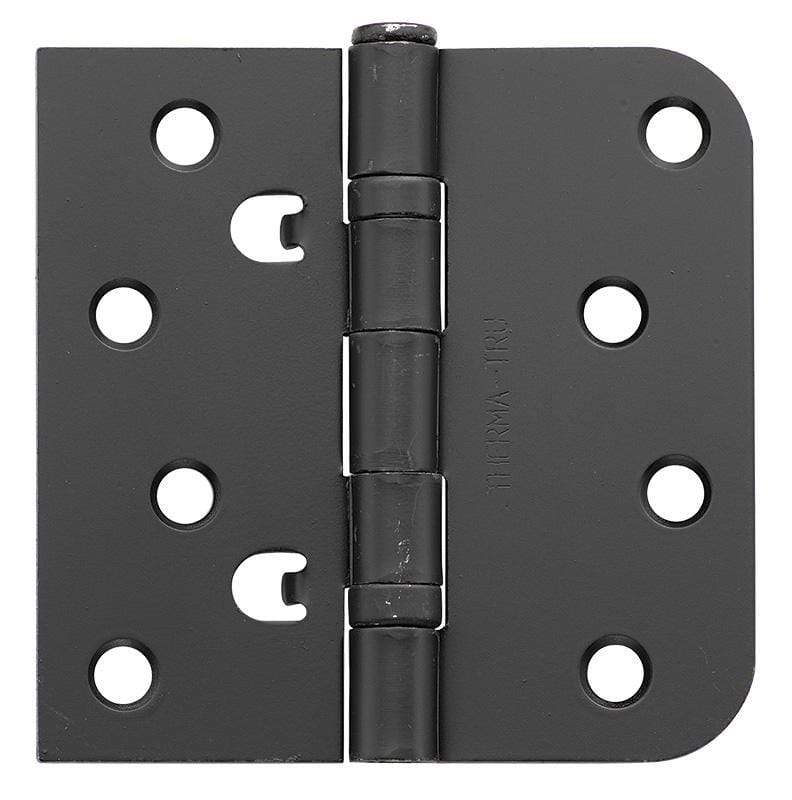 Thermatru self-aligning ball bearing hinge, 4"x4" square corner, 5/8" radius, available in multiple finishes.