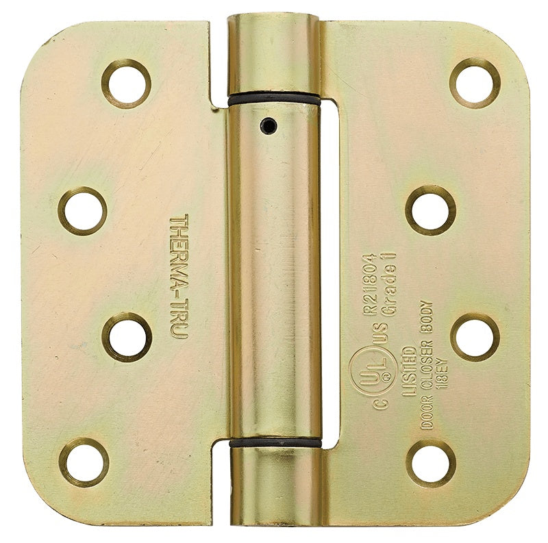 Thermatru 4x4 inch spring hinge with 5/8 inch radius, available in multiple finishes, sold individually for doors.