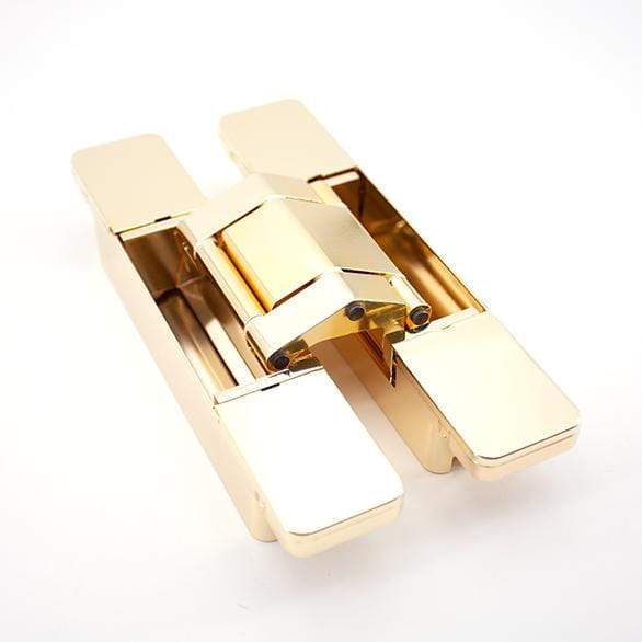 Three-way adjustable concealed hinge for cladded doors, available in multiple finishes, sold individually.