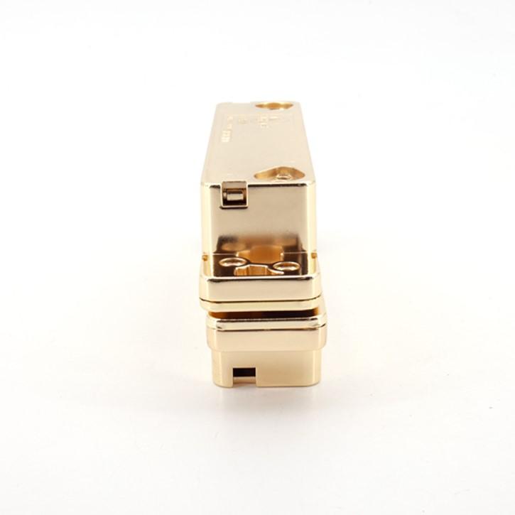 Three-way adjustable concealed hinge for cladded doors, available in multiple finishes, sold individually.