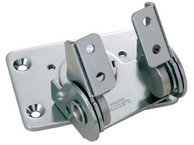 Stainless steel dual axis torque hinge for cabinets, offering position control and sold individually. Ideal for durable applications.