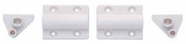 Soft-open torque hinges for cabinets, available in multiple finishes, sold in pairs for smooth operation.