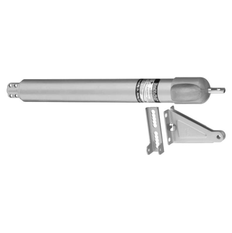 Adjustable Touch 'n Hold screen storm door closer with multiple finishes, includes mounting hardware for easy installation.
