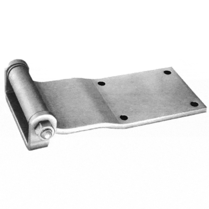 Heavy-duty all steel truck trailer hinge for rear doors, 9 inches with a 3-hole pattern, zinc plated finish.