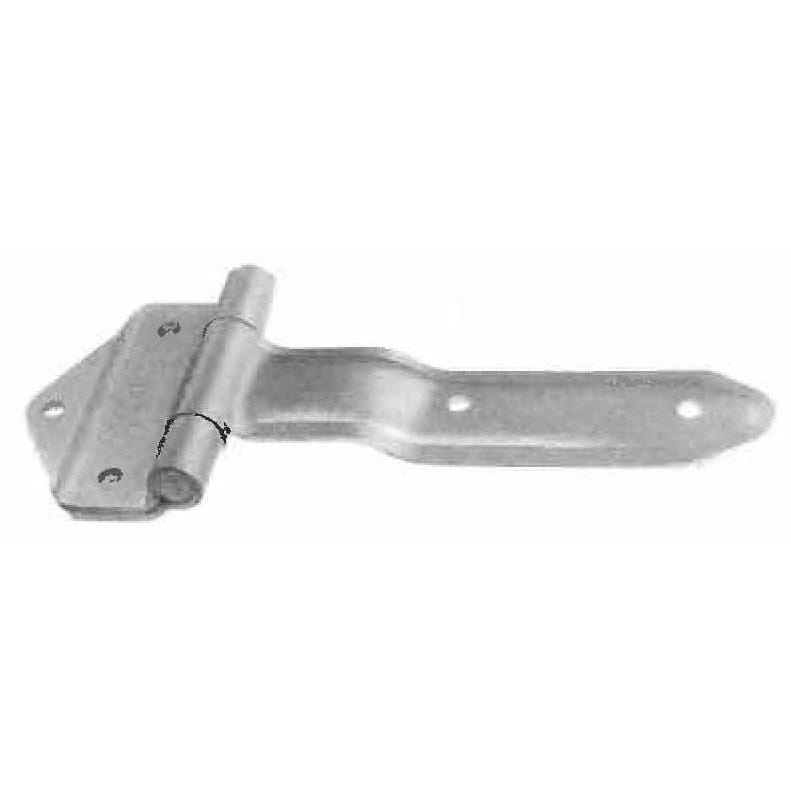 Zinc plated embossed steel truck trailer hinge for over the seal applications, available in multiple sizes, sold individually.