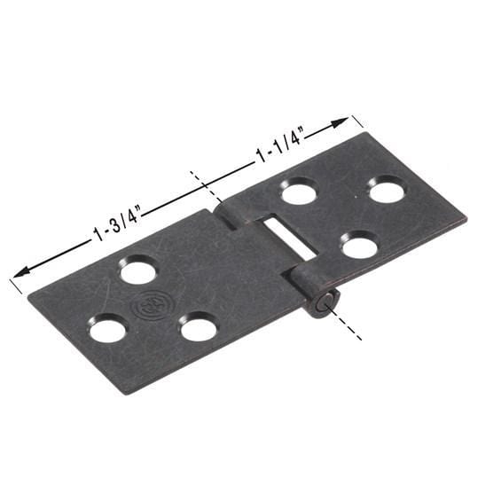 High-quality unequal leaf drop leaf table hinges in statuary bronze finish, 2-pack, made of durable steel.