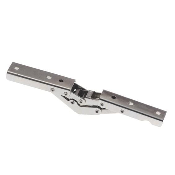Up Opening Concealed Top Lid 90° Hinge in nickel finish, designed for smooth lid operation, sold in a 2 pack.