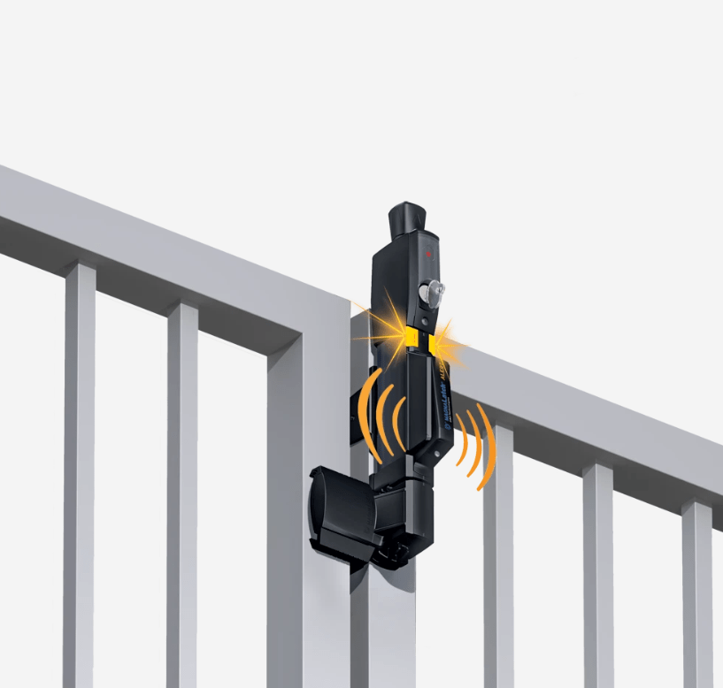 Vertical Pull Alert Gate Latch - Electronic Alarm - Black for Gate Gap (3/4") - For Metal, Wood, or Vinyl Gates