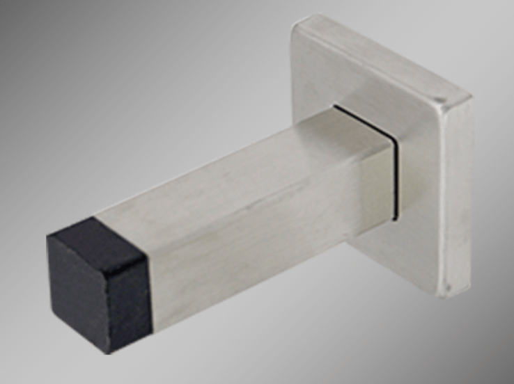 Wall Door Stop With Plate - Square - 3 1/8" Inches - Stainless Steel - Sold Individually