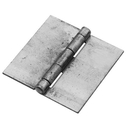 Bright steel weld-on butt hinges, 4 inches square, sold in a 2 pack for durable door and gate applications.