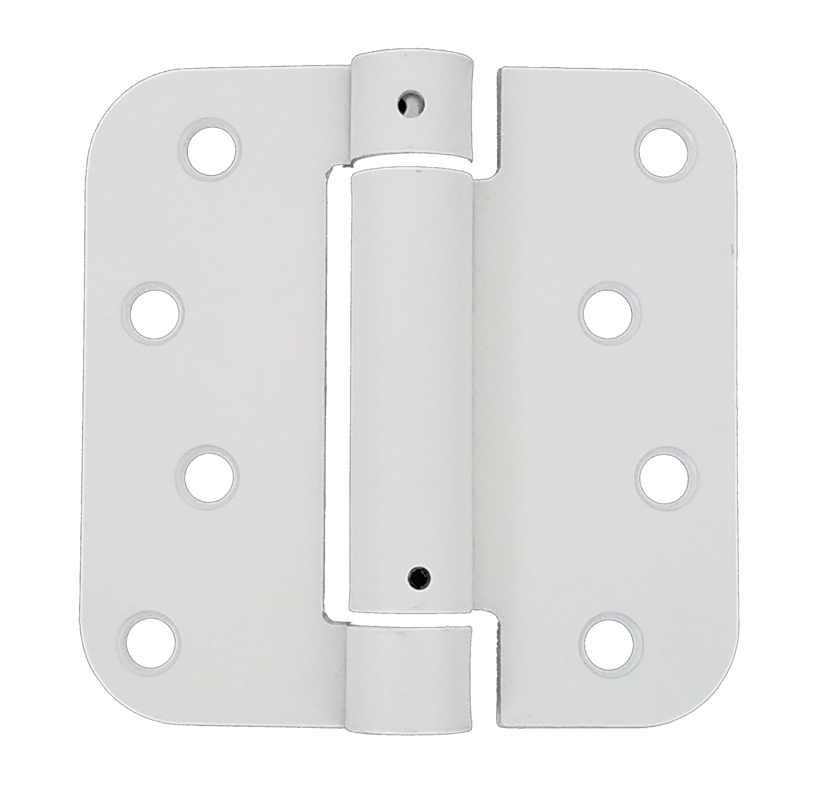 Spring loaded hinges for residential use, 4 inches with 5/8 inch radius corners, available in multiple finishes, 2 pack.