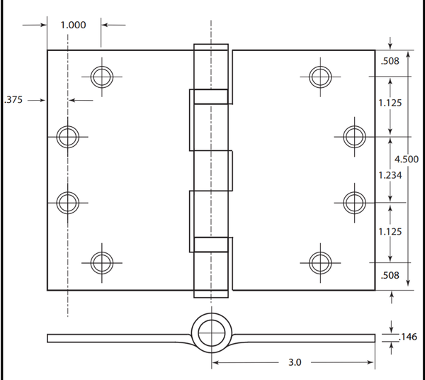 Wide Throw Hinges - Steel Base -4.5