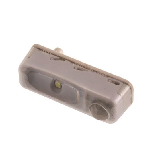 Wireless motion sensor LED cabinet light in various finishes, compact design for easy installation in cabinets.
