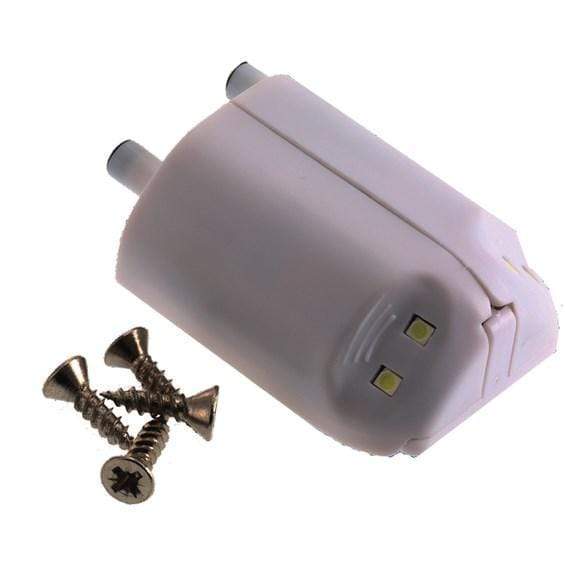 Wireless switched LED cabinet light with screws, available for single or double doors in multiple finishes. Sold individually.