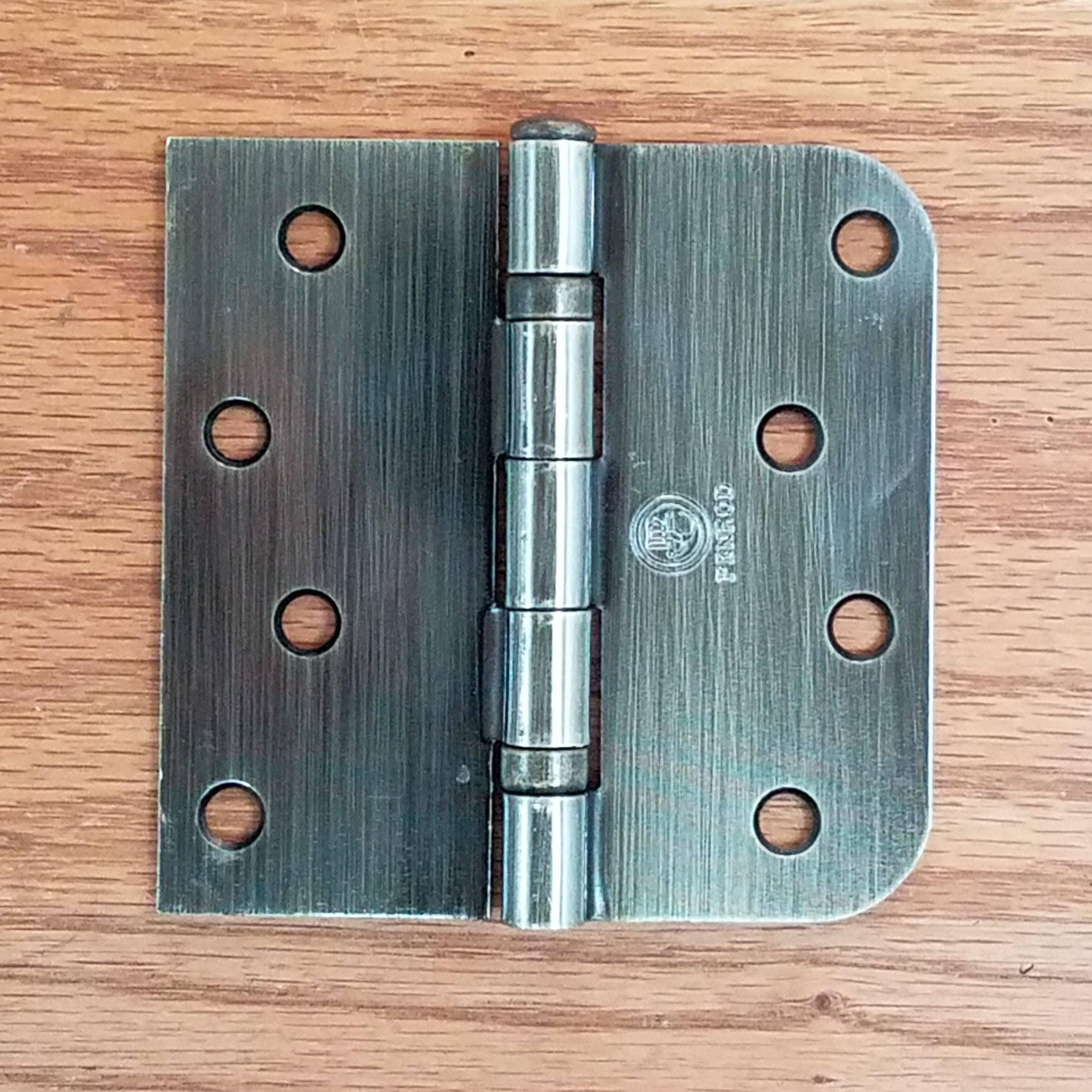 5/8" X Square Corner Hinges - 4" X 4" Ball Bearing Hinge Square Corner With 5/8" Radius Corner Antique Brass Finish - Sold As Pairs