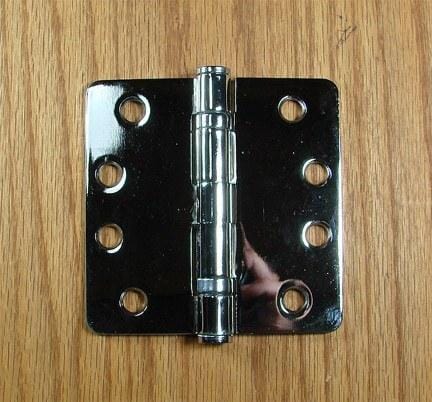 4" x 4" with 1/4" radius corners Polished Chrome Commercial Ball Bearing Hinge - Sold in Pairs - Commercial Ball Bearing Hinges 
