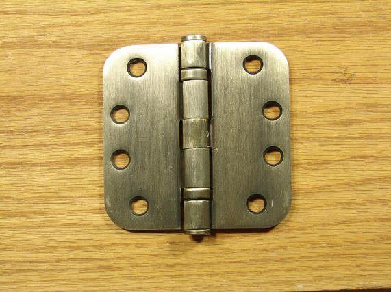 4" x 4" with 5/8" radius corners Antique Brass Commercial Ball Bearing Hinges - Sold in Pairs - Commercial Ball Bearing Hinges 