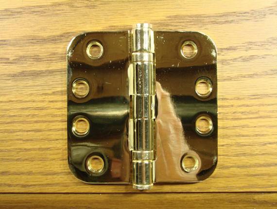 4" x 4" with 5/8" radius corners Bright Brass Commercial Ball Bearing Hinges - Sold in Pairs - Commercial Ball Bearing Hinges 