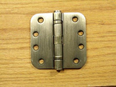 4" x 4" with 5/8" radius corners Commercial Ball Bearing Hinges - Multiple Finishes - Sold in Pairs - Commercial Ball Bearing Hinges Antique Brass - 4
