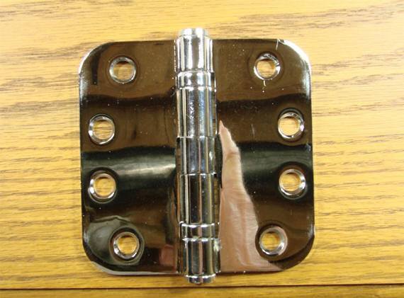 4" x 4" with 5/8" radius corners Polished Chrome Commercial Ball Bearing Hinges - Sold in Pairs - Commercial Ball Bearing Hinges 