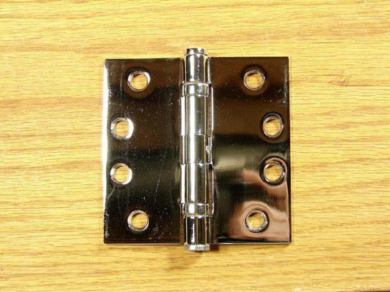 4" x 4" with Square Corners Commercial Ball Bearing Hinges - Multiple Finishes - Sold in Pairs - Commercial Ball Bearing Hinges Polished Chrome - 3