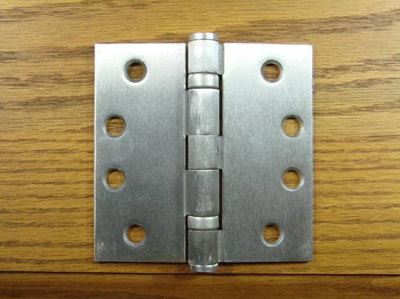 4" x 4" with Square Corners Satin Chrome Commercial Ball Bearing Hinge - Sold in Pairs - Commercial Ball Bearing Hinges 