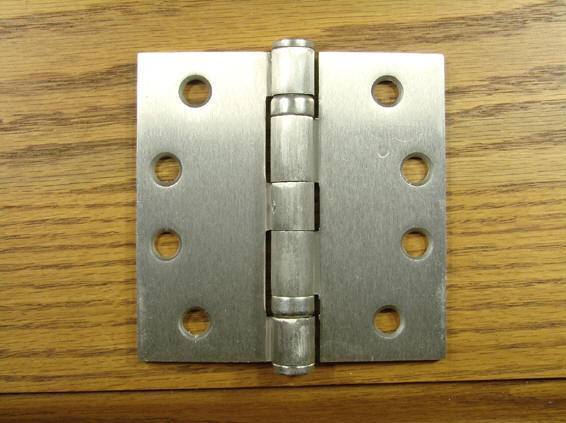 4" x 4" with Square Corners Satin Nickel Commercial Ball Bearing Hinge - Sold in Pairs - Commercial Ball Bearing Hinges 