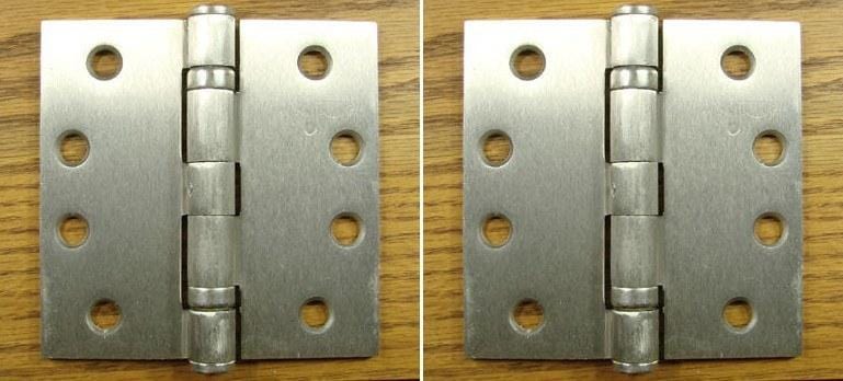 Case - 4" x 4" Square Commercial Ball Bearing Hinges - 25 Pairs - Satin Nickel or Oil Rubbed Bronze - Commercial Ball Bearing Hinges Satin Nickel - 1