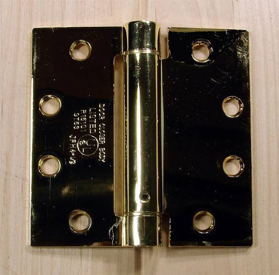 4 1/2" x 4 1/2" with square corner Bright Brass Commercial Spring Hinges - Sold in Pairs - Commercial Spring Hinges  - 1