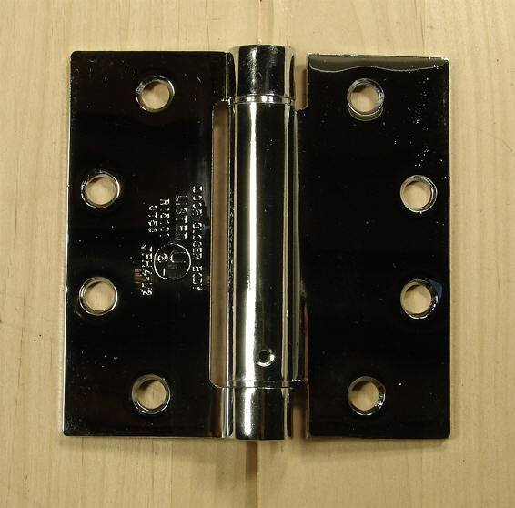 Commercial Spring Hinges - Polished Chrome - 4 1/2" x 4 1/2" with square corner - Sold in Pairs - Commercial Spring Hinges  - 1