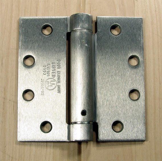 Commercial Spring Hinges - Satin Chrome - 4 1/2" x 4 1/2" with square corner - Sold in Pairs - Commercial Spring Hinges  - 1