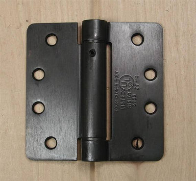 4" x 4" Spring Hinges with 1/4" radius corners and Template hole pattern - Multiple Finishes - Sold in Pairs - Commercial Spring Hinges Oil Rubbed Bronze - 1