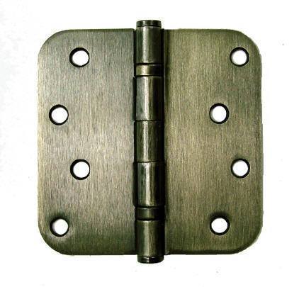 4" x 4" with 5/8" radius corners  Antique Brass Residential Ball Bearing Hinges - Sold in Pairs - Residential Ball Bearing Hinges 