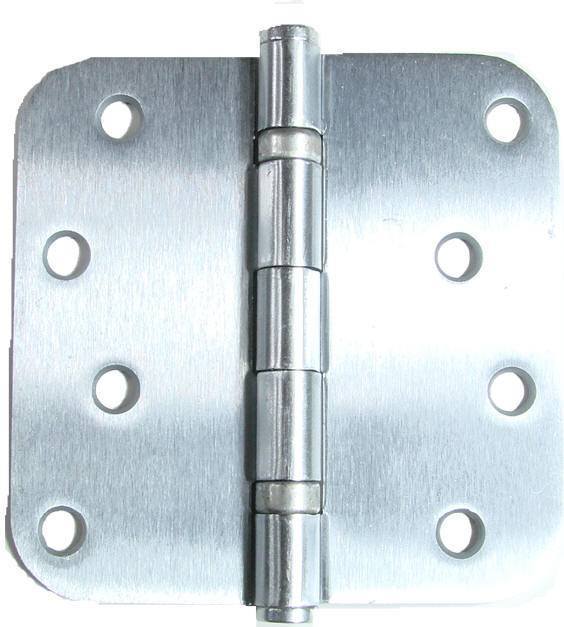 4" x 4" with 5/8" radius corners Satin Chrome Residential Ball Bearing Hinges - Sold in Pairs - Residential Ball Bearing Hinges 
