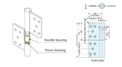 Lift Off Hinges - Stainless Steel - Heavy Duty Clean Room - Sugatsune