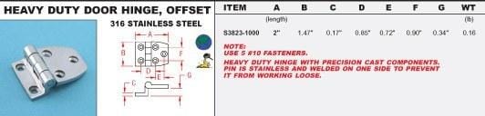 Stainless Steel Marine Heavy Duty Offset Door Hinges - S3823-1000 - Marine Hinges  - 2