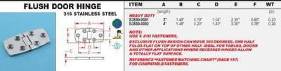 Stainless Steel Marine Heavy Duty Flush Door Hinges 3" or 4" - Marine Hinges  - 2