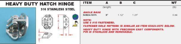 Stainless Steel Marine Heavy Duty Hatch Hinges Angle Base - Marine Hinges  - 2