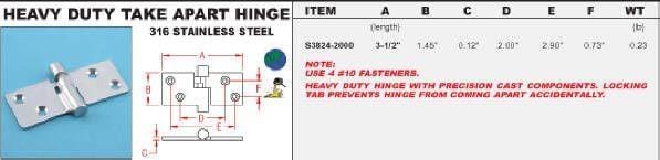 Stainless Steel Marine Heavy Duty Take Apart Hinges - Marine Hinges  - 2