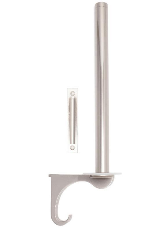 Hinge hanger for behind door storage with mounting bracket, available in multiple finishes for versatile use.
