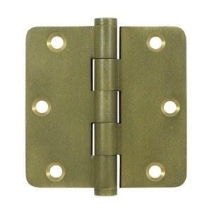 3 1/2" x 3 1/2" with 1/4" Radius Corners Plain Bearing Brass Hinges - Multiple Distressed Finishes - Sold in Pairs - Plain Bearing Solid Brass Hinges Bronze Medium - 2