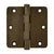 3 1/2" x 3 1/2" with 1/4" Radius Corners Plain Bearing Brass Hinges - Multiple Distressed Finishes - Sold in Pairs - Plain Bearing Solid Brass Hinges Bronze Rust - 5