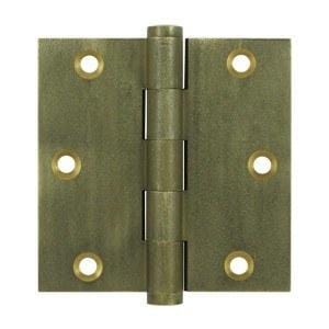 3 1/2" x 3 1/2" with Square Corners Plain Bearing Brass Hinges - Multiple Distressed Finishes - Sold in Pairs - Plain Bearing Solid Brass Hinges Bronze Medium - 2